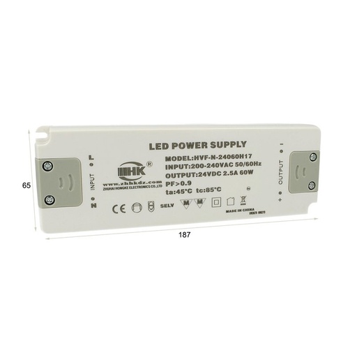 [CV8260] Alimentatore Trasformatore CV 60W 24V 2,5A Super Slim Solo 22mm Spessore