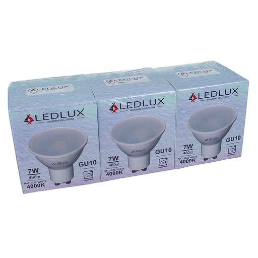 [GU10907NX3] 3 PZ Lampadina LED GU10 Dimmerabile Triac 7W 220V Bianco Neutro 4000K 570 Lumens