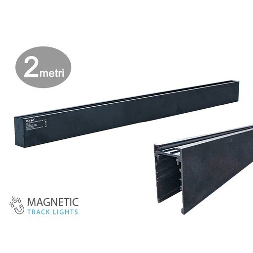 [CB97952] Binario Magnetico Soffitto Per Sistema Illuminazione Binario Magnetico Colore Nero 2 Metri SKU-7952