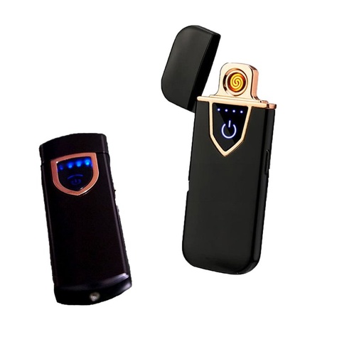 [AB700275] Accendino Elettrico Dual Face USB Ricaricabile Antivento Senza Fiamma Colore Nero Opale