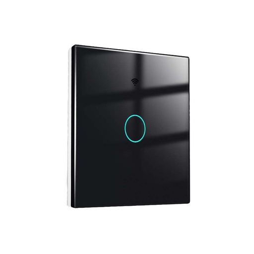 [SH9441B] Interruttore Wifi Da Parete 86X86 Pannello Touch 1 Tasto Colore Nero WiFi + RF 433 Compatibile con Amazon Alexa e Google Home