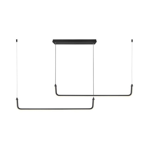 [SV6941] Lampadario LED a Sospensione 24W 2500lm dal Design Moderno Doppia Barra Led Con 3 Punti Fissaggio Colore Nero 4000K SKU-6941