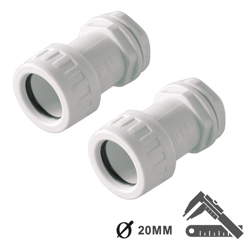 [FG27813] 2 PZ Bloccatubo Raccordo Tubo Scatola Diametro 20mm Per Tubo Rigido IP65