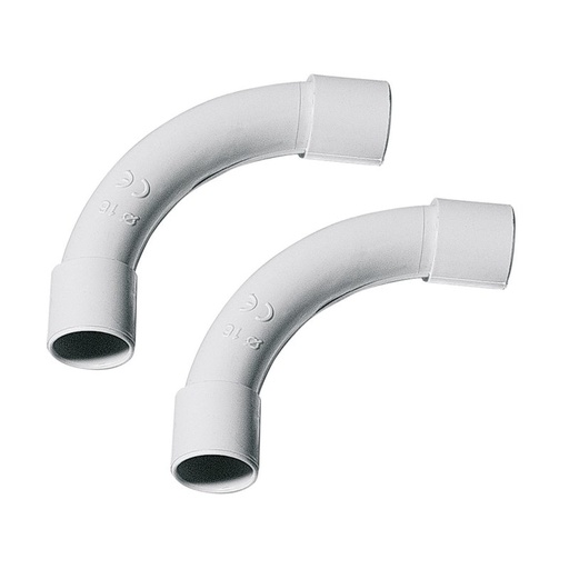 [FG27783] 2 PZ Raccordi Tubo a Tubo Curvi Semplici 90° per Tubo Rigido 16mm IP40