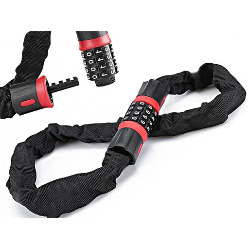 [AB201254] Catena con lucchetto a combinazione 4 cifre 100 cm, per moto scooter bici