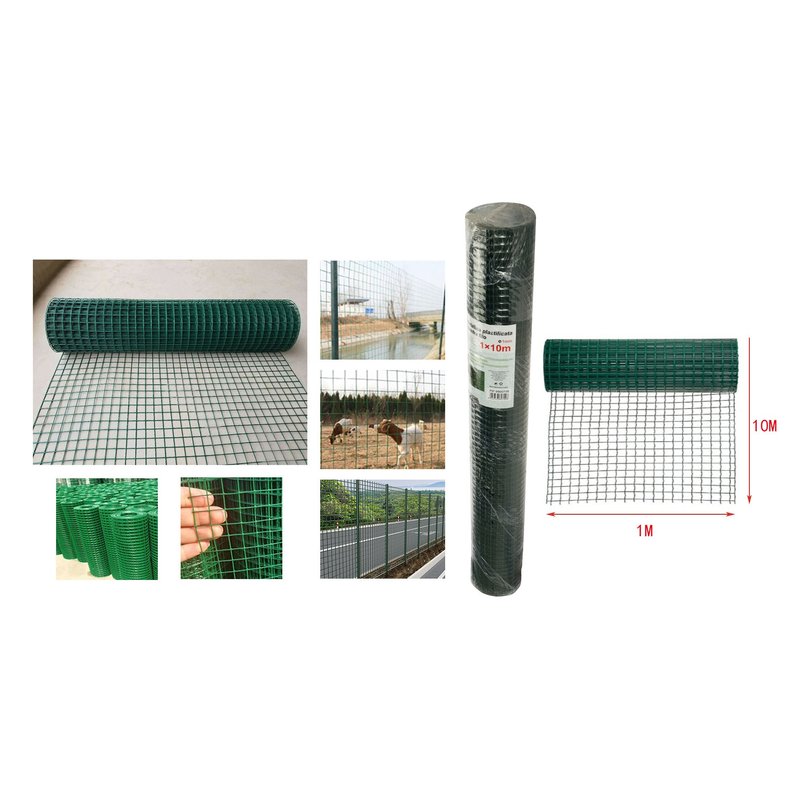[AG360709] Rete Metallica Plasticata Verde 1x10 m Maglia 12,7x12,7 mm