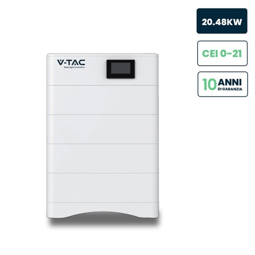 [FV120024] Kit 4 Moduli di Accumulo Impilabili Alta Tensione 20kWh LiFePO4 BMS Integrato, Inclusa Base e Box di Controllo, 100Ah, 204.8V, IP65, CEI 0-21 Garanzia 10 Anni SKU-120024