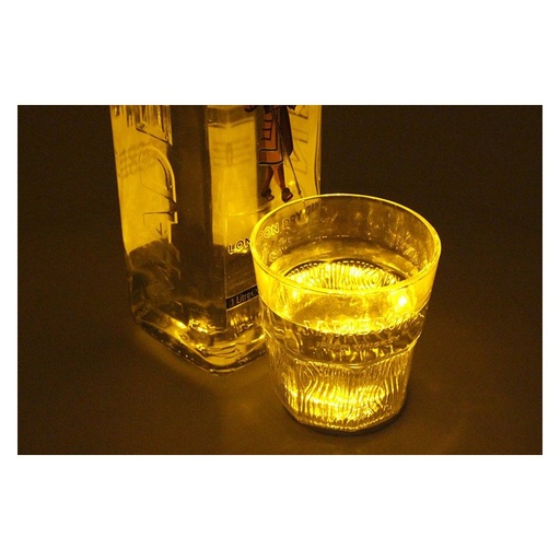 [AA0010G] 2 PZ Luci Led Sotto Bottiglia Vino Grappa Sotto Bicchiere Colore Giallo Yellow Luminoso Per Bar Pub