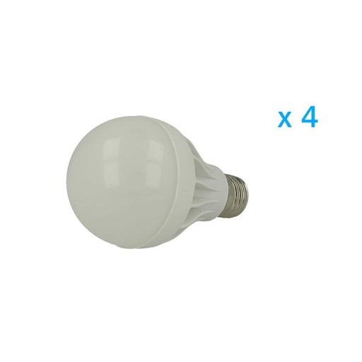 [AA8300] 4 pz lampade LED E27 bulbo 9W, bianco caldo 3000K, 800 lm, Ø72 mm