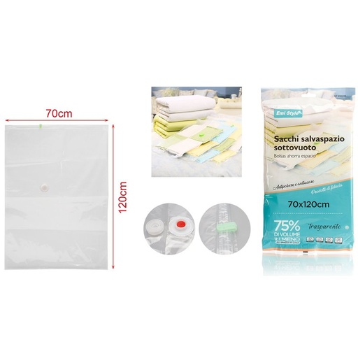 [AB340496X6] 6 pezzi sacchetti sottovuoto per vestiti 70x120 cm, buste trasparenti riutilizzabili