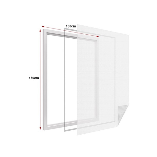 [AB625270] Zanzariera finestra adesiva bianca 130x150 cm con nastro in velcro