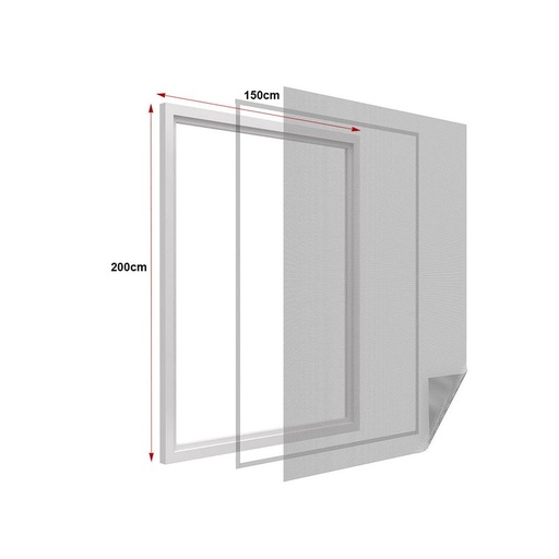 [AB625275] Zanzariera finestra adesiva nera, rete lavabile, 150x200 cm, con velcro