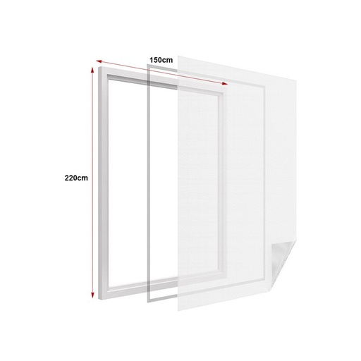 [AB625276] Zanzariera finestra adesiva bianca, rete lavabile, 150x220 cm, con velcro