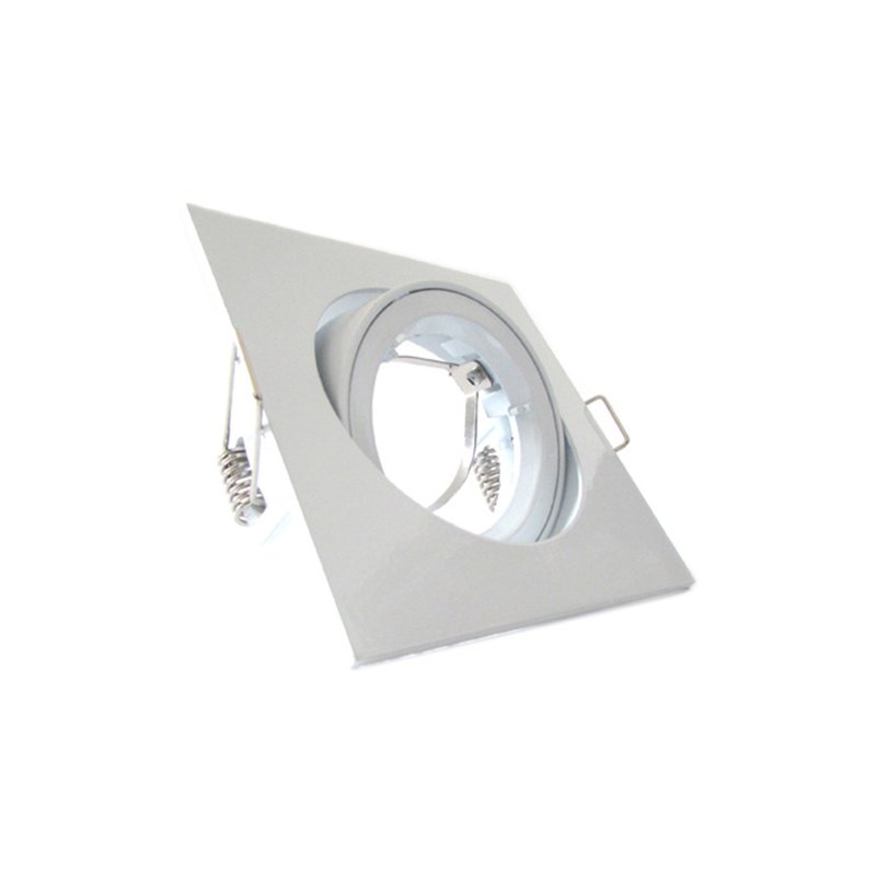 [CL4001] Porta Faretto Led GU10 MR16 Orientabile Quadrato Con Ghiera Bianco