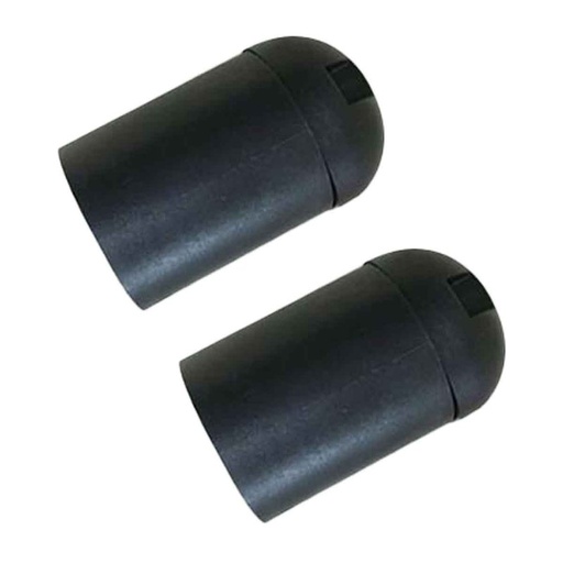 [EX-E2780SBX2] 2 Pezzi Portalampade E27, Portalampada in Termoplastico Nero Slim Cilindro