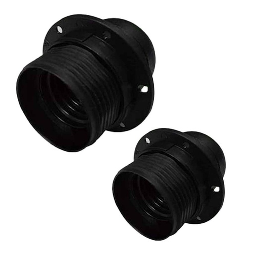 [EX-E2782SBX2] 2 Pezzi Portalampade E27, Portalampada in Termoplastico Nero Con Ghiera