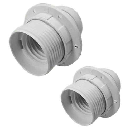 [EX-E2782SWX2] 2 Pezzi Portalampade E27, Portalampada in Termoplastico Bianco Con Ghiera