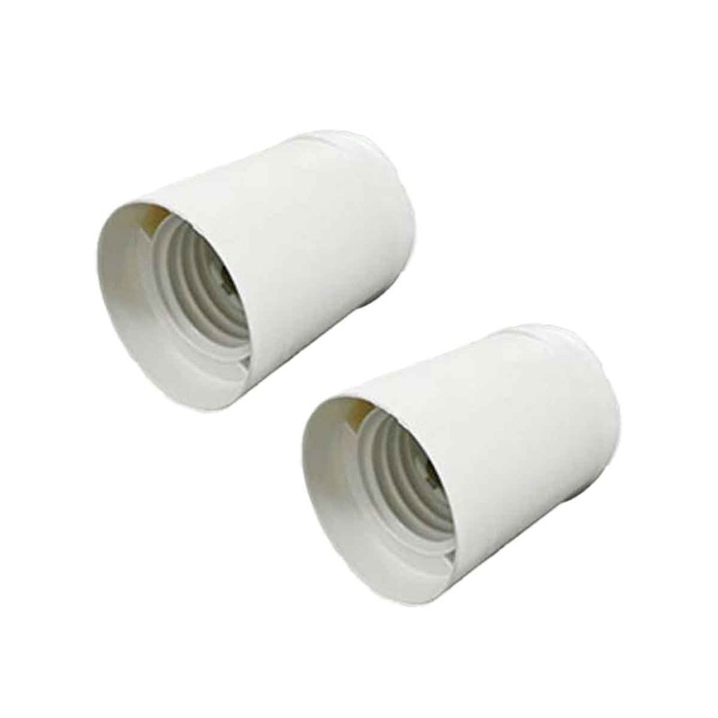 [EX-E27WWX2] 2 Pezzi Portalampade E27, Portalampada in Termoplastico Bianco Cilindro