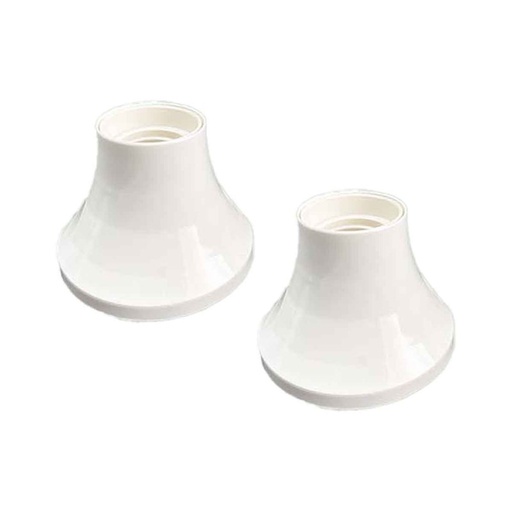 [EX-SK01041AX2] 2 Pezzi Portalampade E27 da Parete con Base Dritta in Termoplastico Bianco