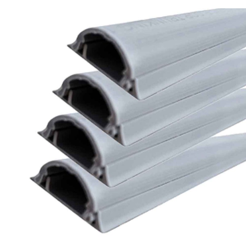 [FG060689X4] 8 Metri Canaline Da Pavimento Passacavi In PVC Con Biadesivo e Coperchio 35X10mm Grigio - 4 Pezzi da 2 Metri