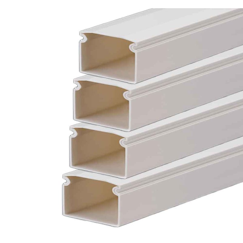 [FG060698X4] 8 Metri Canaline Passacavi In PVC Con Biadesivo e Coperchio 40X40mm Bianco - 4 Pezzi da 2 Metri