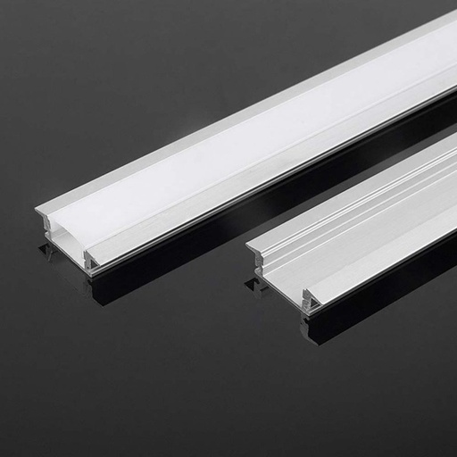 [BAV10320] Profilo in Alluminio Colore Silver per Strip LED Copertura Satinata 2000x24.7x7mm SKU-10320