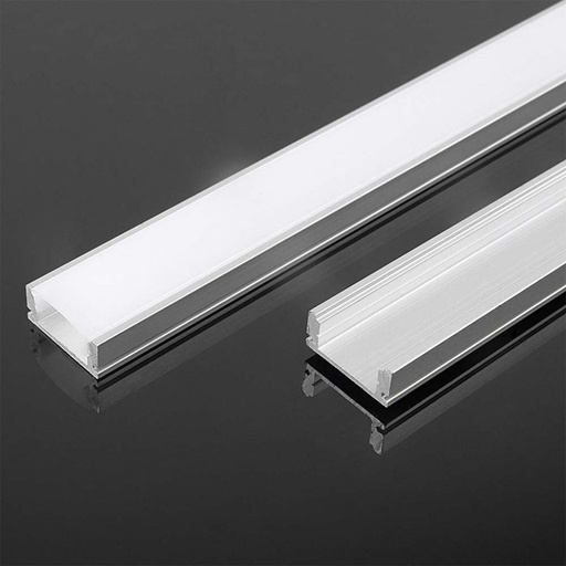 [BAV10321] Profilo in Alluminio Colore Silver per Strip LED Copertura Satinata 2000x17.6x6.9mm SKU-10321
