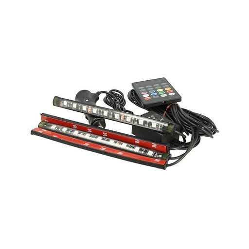 [LN418RGB] Kit Striscia Barra Led RGB 4X18cm 12V Telecomando IR Sensore Voce Musica Controllo IP67 Per Decorazione Auto Interno Esterno