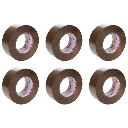[AS381244X6] 6 Rotoli Nastro Adesivo Marrone Per Imballaggio 50mmX200mt
