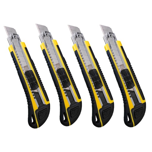 [AS007565] 4 Kit Taglierino Cutter Professionale 18mm + 2 Lama di Ricambio