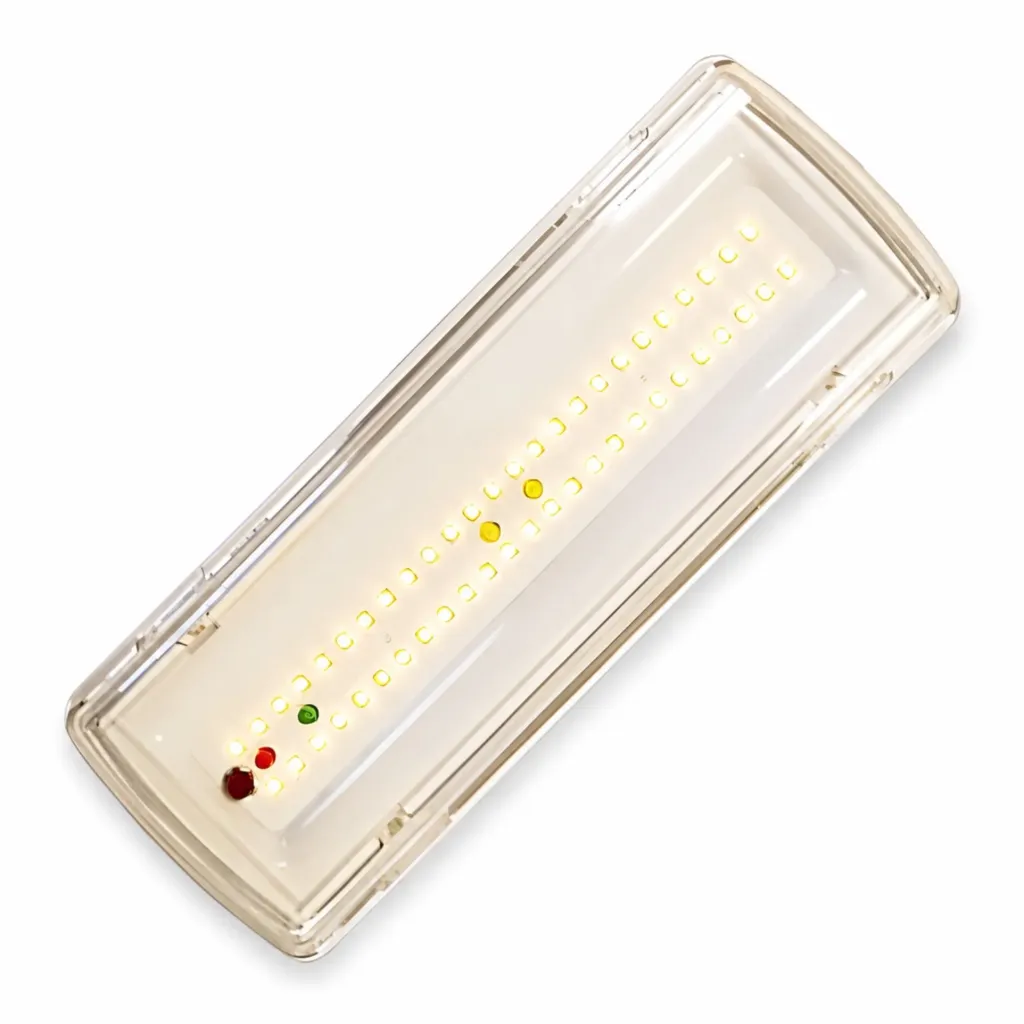 [LP533520] Lampada di Emergenza LED, 3,5W 400lm 6500K, SA/SE Sempre Accesa e Solo Emergenza, Autonomia 3 Ore, IP65, Montaggio Parete o Soffitto, Batteria Ricaricabile al Litio 7,4V 1,5Ah, 270x100x54mm
