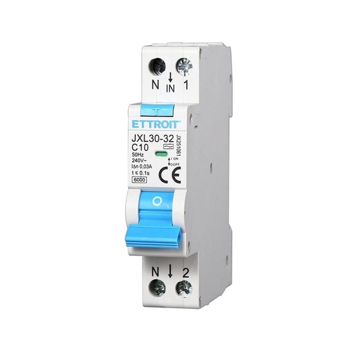 [JX251061] Interruttore Magnetotermico Differenziale 1P+N 10A 6KA 30mA 220V Occupa 1 Modulo DIN