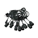 11M Catena Luminosa Esterno 10 Portalampada E27 Cavo Nero Prolungabile IP65