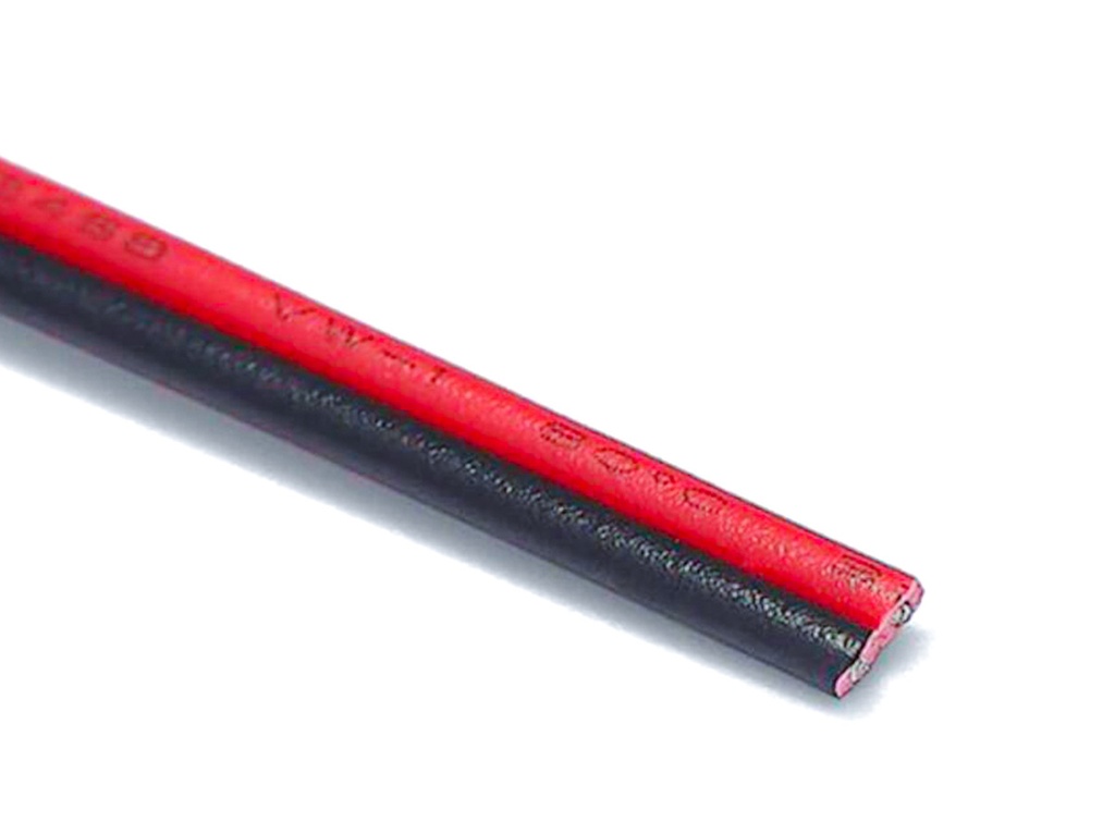 [AS2202] 100 Metri Cavo Piattina Rosso Nero 2X0,75mmq Per Striscia Led Mono Colore