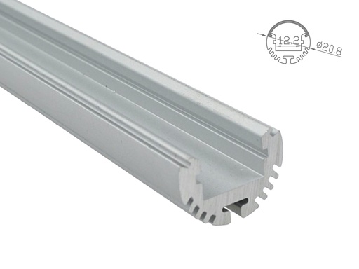 [BAZ6001M3] 3 Metri Profilo Barra in Alluminio Tondo Multiuso per Strip LED, 5 Modalità di Montaggio