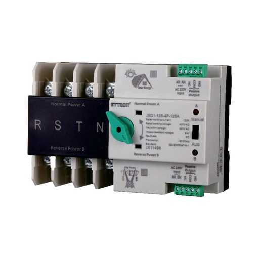 [JX11498] ATS Commutatore di Trasferimento Automatico Fotovoltaico 4P 6M Doppio Alimentazione 125A AC 400V IP20 IEC60947-6-1