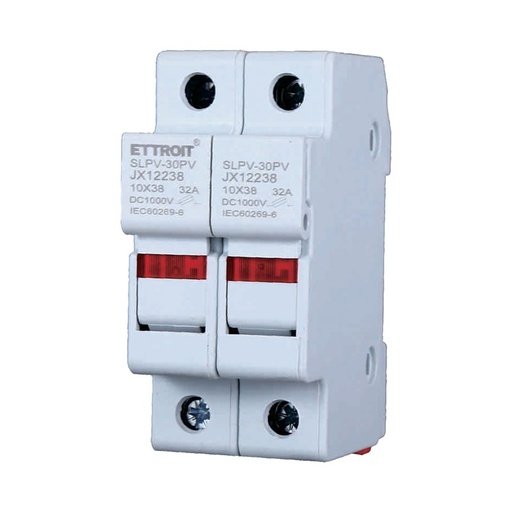 [JX12238] Portafusibile Modulare DC Fotovoltaico 2P 2M D10X38mm 32A DC 1000V IP20 IEC60269-6