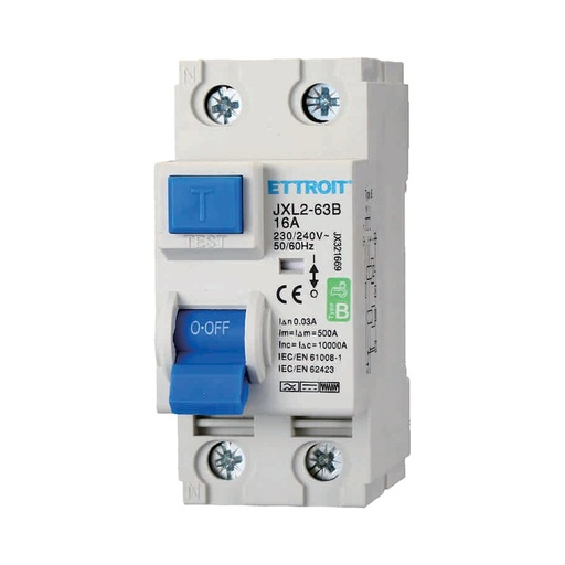 [JX321669] ETTROIT RCCB Interruttore Differenziale Puro Tipo B 1P+N 2M 10000A 30mA 16A AC 230V IP20 IEC61008-1 / IEC62423