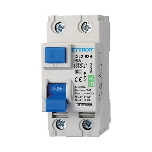 [JX324069] ETTROIT RCCB Interruttore Differenziale Puro Tipo B 1P+N 2M 10000A 30mA 40A AC 230V IP20 IEC61008-1 / IEC62423