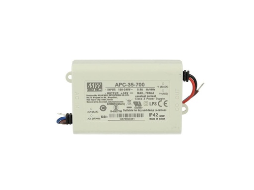 [MW-APC-35-700] Led Driver CC MW MEAN WELL APC-35-700 Trasformatore 700mA 15V-50V DC 35W Corrente Costante IP42