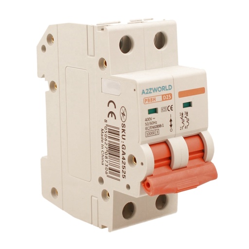[GA42525] MCB Interruttore Magnetotermico Automatico Curva D 2P 2M 10000A D25A AC 400V IP20 PB8H