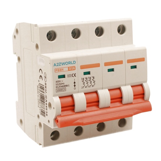 [GA44516] MCB Interruttore Magnetotermico Automatico Curva D 4P 4M 10000A D16A AC 400V IP20 PB8H