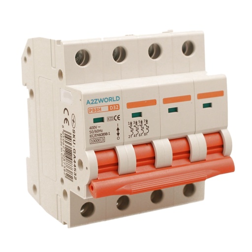 [GA44532] MCB Interruttore Magnetotermico Automatico Curva D 4P 4M 10000A D32A AC 400V IP20 PB8H