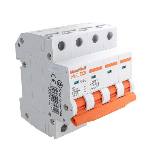 [GA44540] MeanWell MCB Interruttore Magnetotermico Automatico Curva D 4P 4M 10000A D40A AC 400V IP20 IEC60898-1 PB8H