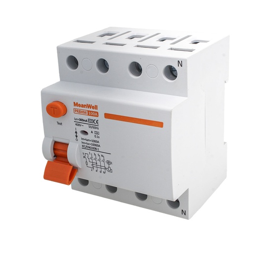 [GC16299] MeanWell RCCB Interruttore Differenziale Puro Tipo A 3P+N 4M 10000A 300mA 100A AC 400V IP20 IEC61008-1