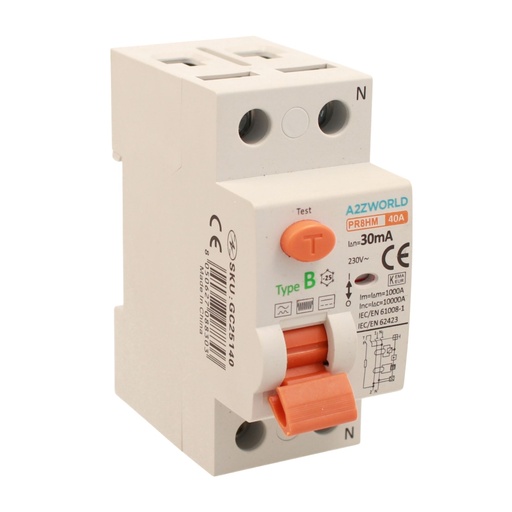 [GC25140] RCCB Interruttore Differenziale Puro Tipo B 1P+N 2M 10000A 30mA 40A AC 230V IP20 IEC61008-1 / IEC62423 PR8HM