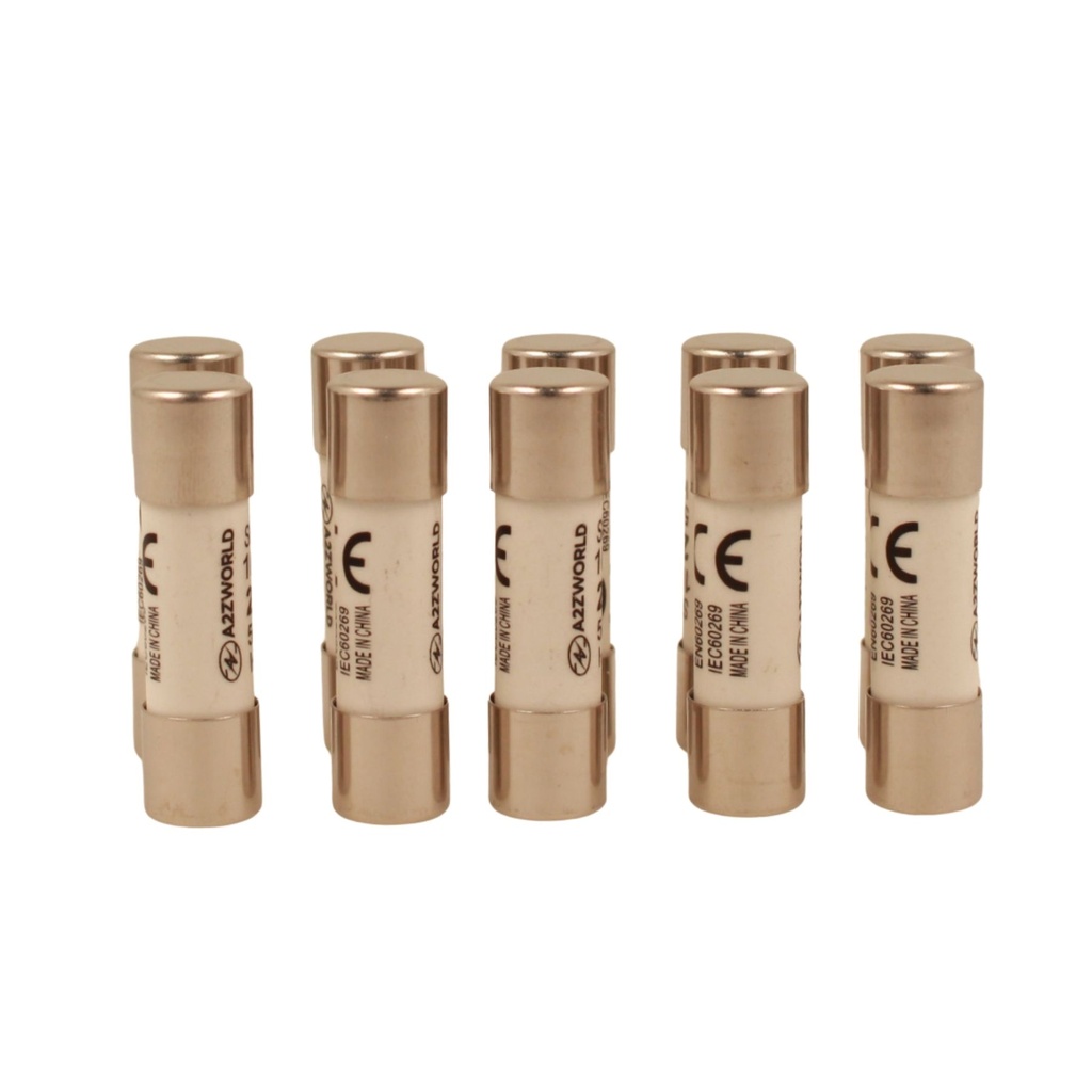 10 Pezzi Fusibili AC 500V AC D10X38mm AC 500V IP20 IEC60269 STI-32D, Disponibili 6A 10A 16A 20A 25A 32A