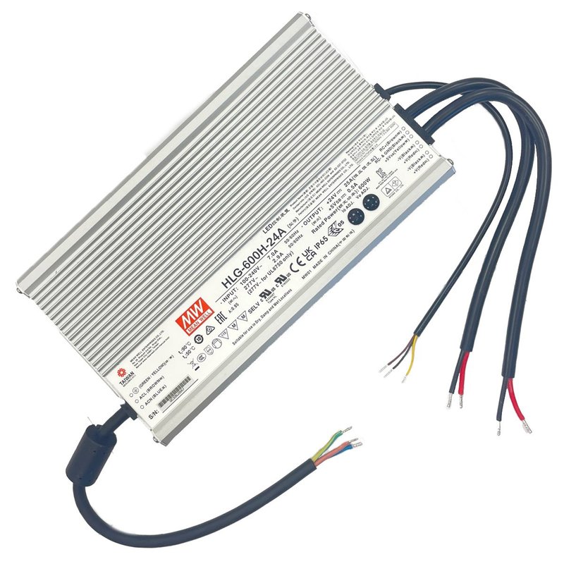 [MW-HLG-600H-24A] MW MEAN WELL HLG-600H-24A Alimentatore Led Driver CV CC IP67 600W 24V 25A Input 220V e 110V