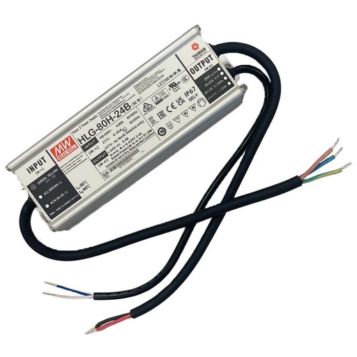 [MW-HLG-80H-24B] MW MEAN WELL HLG-80H-24B Alimentatore Led Driver CV CC IP67 Dimmerabile 80W 24V 3,4A Input 220V e 110V