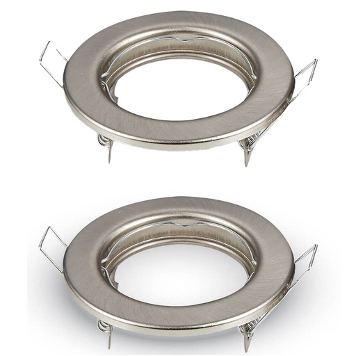 [CL0015] 2 PZ Porta Faretti Led GU10 MR16 Rotondo Fisso Con Molla Satinato Spotlight Fitting SKU-3585
